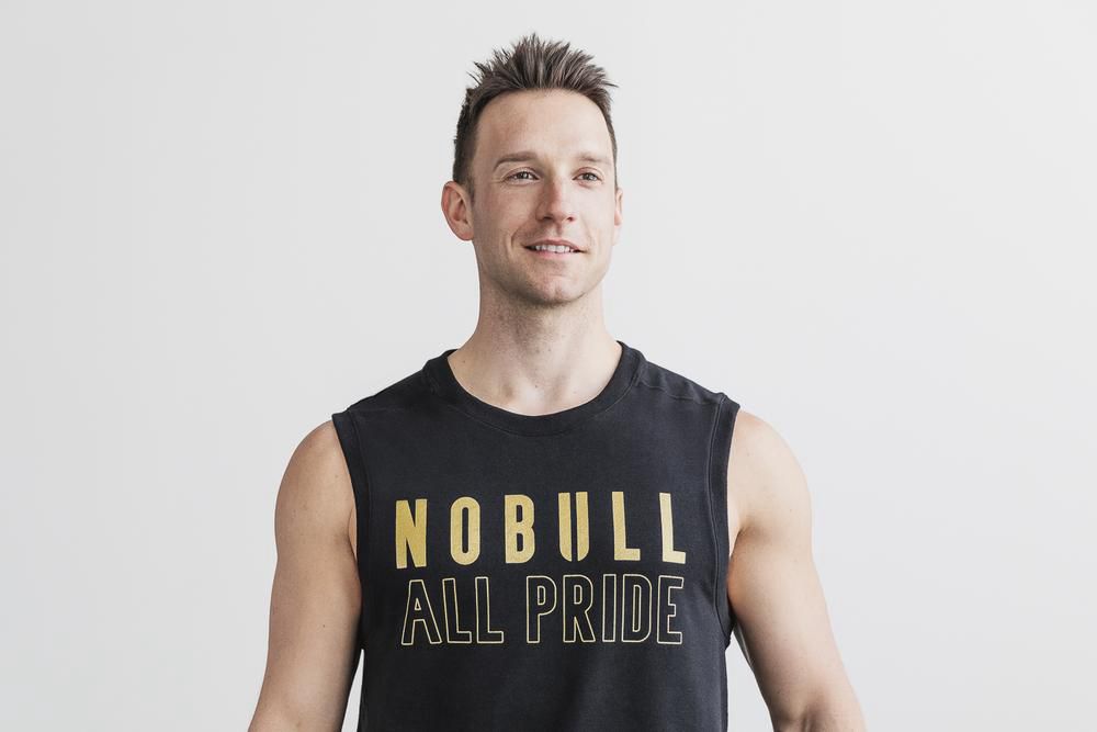 NOBULL Men's Crew (Pride) Sweatshirts - Black & Gold - Ireland (9483JQZMG)